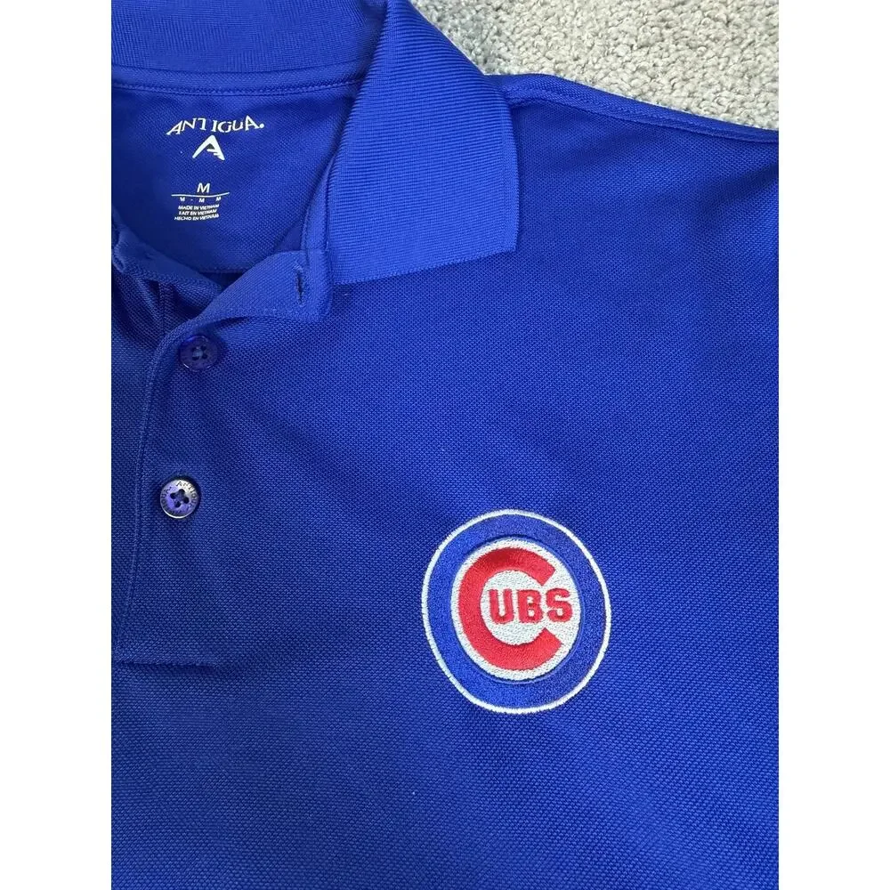 Chicago Cubs Shirt Mens M Blue MLB Baseball Antigua Embroidered Logo Polo